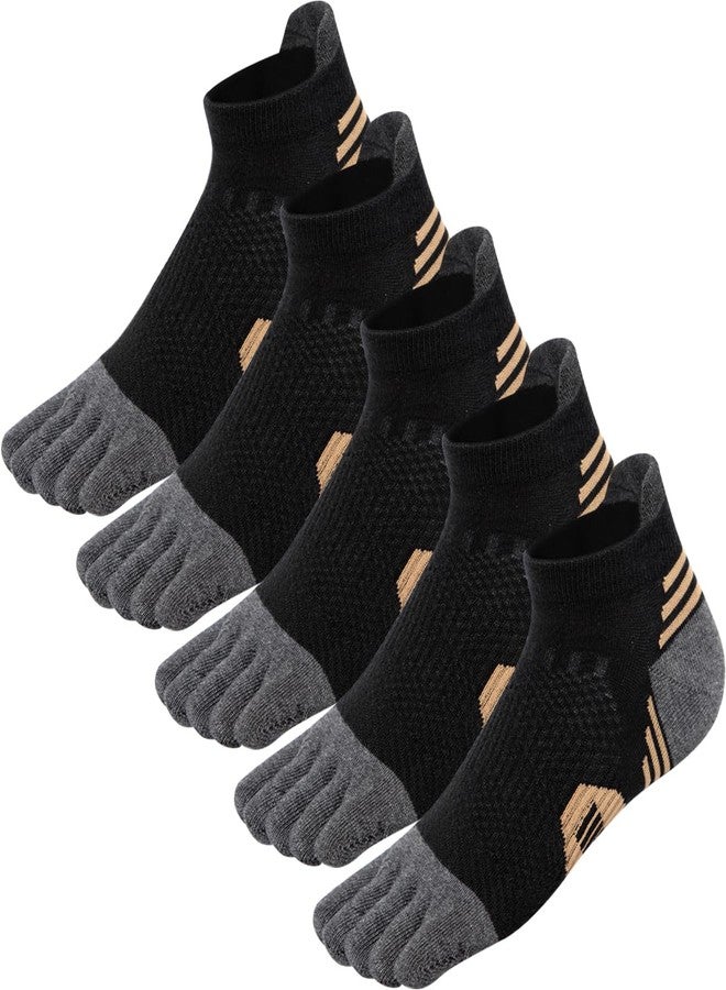 ABTRAV Men's Toe Socks Cotton Athletic Socks No Show Five Finger Sports Socks Arch Support Ankle Socks 6-9/9-12 - Image 1