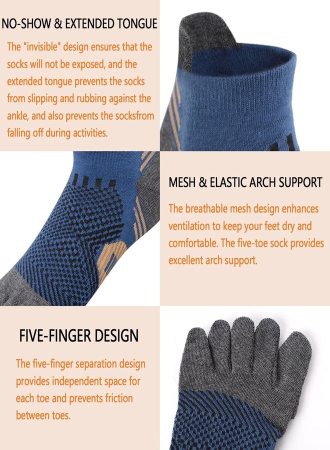 ABTRAV Men's Toe Socks Cotton Athletic Socks No Show Five Finger Sports Socks Arch Support Ankle Socks 6-9/9-12 - Image 4