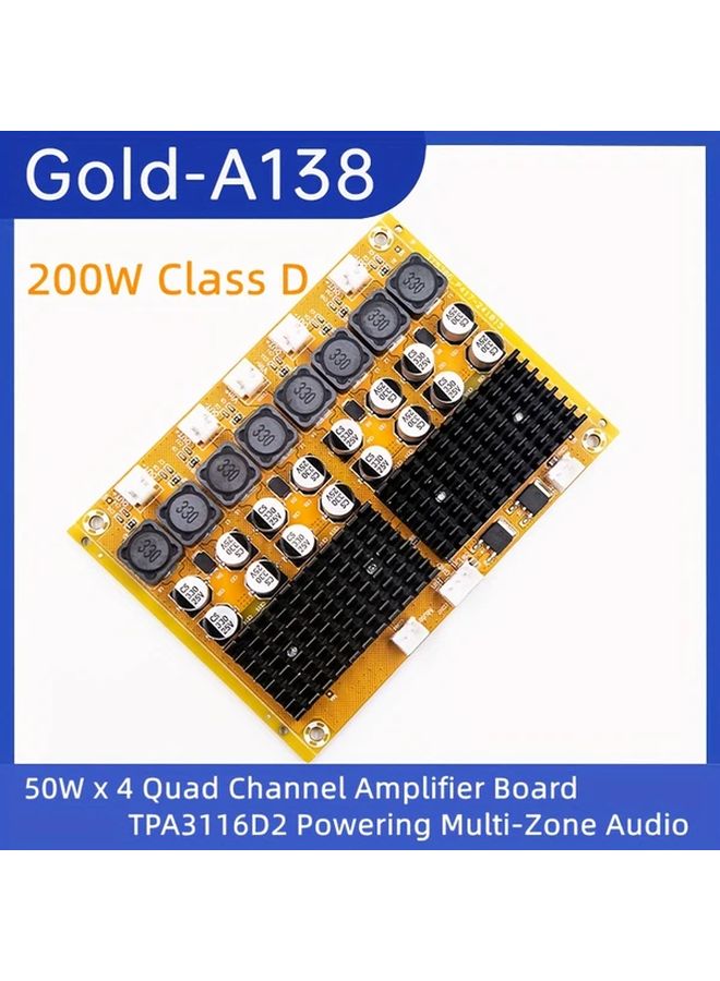 1pc 4 Channel 200W TPA3116 Amplifier Board 8 24V Multi Zone Audio System - Image 2