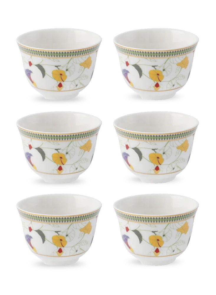 Artemirate Floral Vines Arabic, Fenjan Cup Designed in 24k Gold - 70 ml - 6 Pieces - Image 1