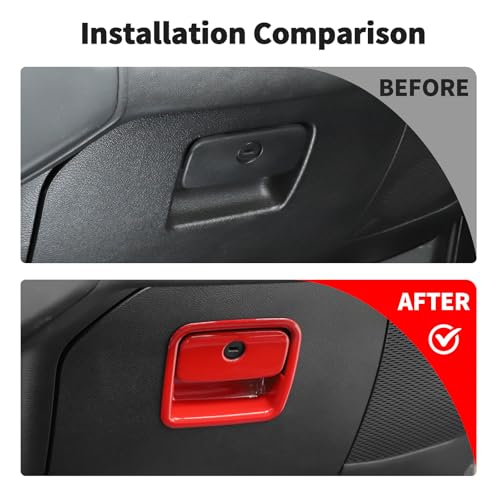 JWWY Glove Box Handle Trim Cover for Jeep Wrangler JL 20182025 Interior Decorative Accent for Passenger Side Glove Compartment ABS 2pcs Red - Image 3