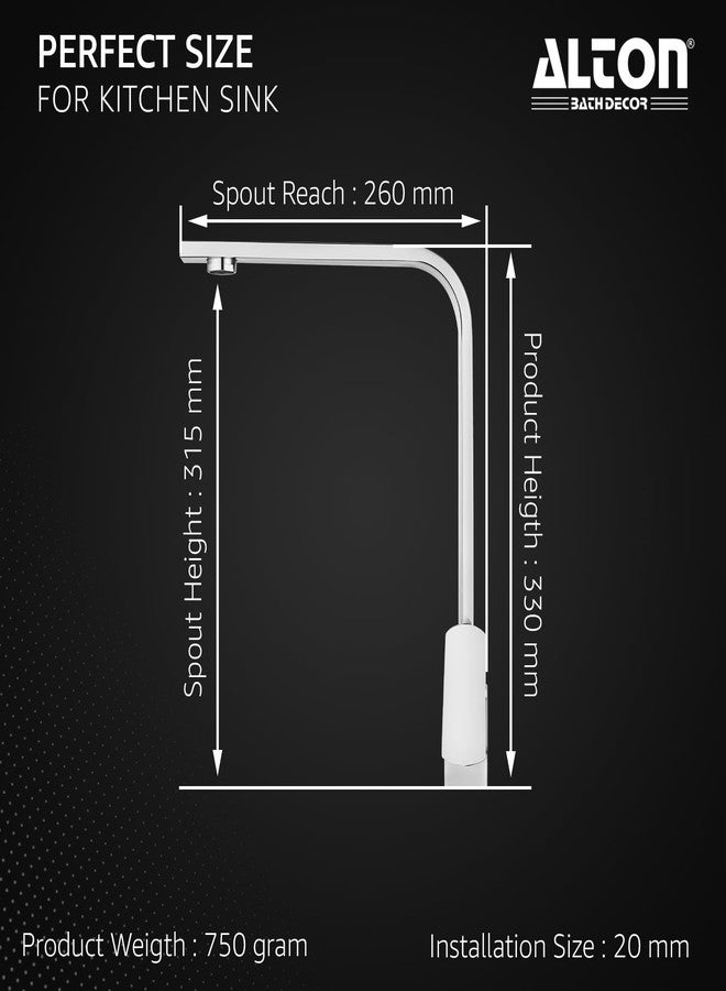ALTON QDR5555, Swan Neck with 360 Degree Swivel Spout | Kitchen Sink Tap | Kitchen Faucet | Tap for Kitchen Sink | Taps | Wash Basin Tap | Pillar Tap - Image 2