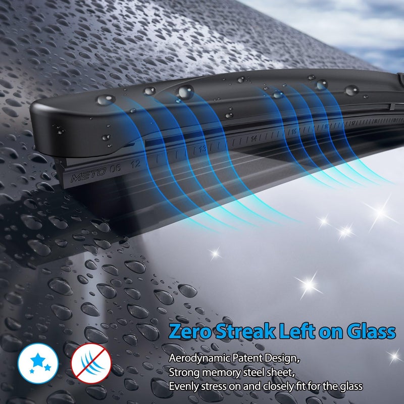 METO T6 Silicone Windshield Wiper Blades Set - Image 3