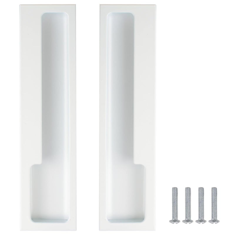 MOROBOR Zinc Alloy Flush Pull Handles 2pcs Embedded Sliding Door Handle with Hidden Screws 84 Modern Simple Door Pull Handle for Sliding Barn Drawer Cupboard WardrobeWhite - Image 2
