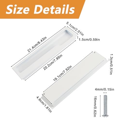 MOROBOR Zinc Alloy Flush Pull Handles 2pcs Embedded Sliding Door Handle with Hidden Screws 84 Modern Simple Door Pull Handle for Sliding Barn Drawer Cupboard WardrobeWhite - Image 3