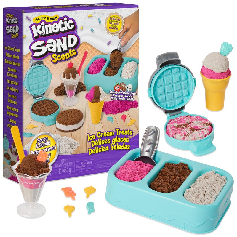 Kinetic Sand Scents, Ice Cream Treats Playset with 3 Colors Scented Play Sand & 6 Tools, Sensory Toys, Holiday Gifts & Stocking Stuffers for Kids Ages 3 and up - Image 1