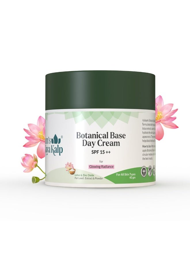 Kulsum's Kaya Kalp Herbals Botanical Base Day Cream SPF 15++ For Glowing Radiance | Ideal For Men & Women | With Lotus & Zinc Oxide | For All Skin Types | 40gm - Image 1