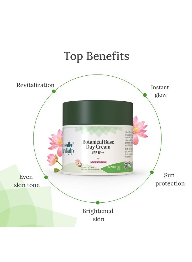 Kulsum's Kaya Kalp Herbals Botanical Base Day Cream SPF 15++ For Glowing Radiance | Ideal For Men & Women | With Lotus & Zinc Oxide | For All Skin Types | 40gm - Image 2