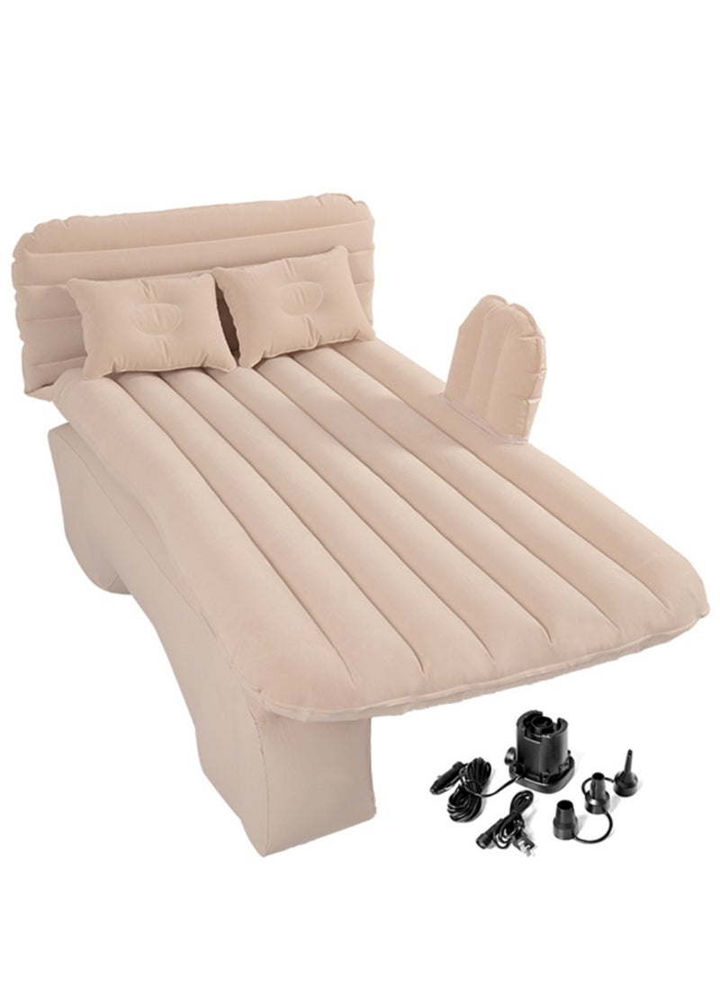 Manful Inflatable Mattress with Pump Portable Outdoor Air Mattress Foldable Single Thickened Flocking Mattress for Outdoor and Home  - Image 1