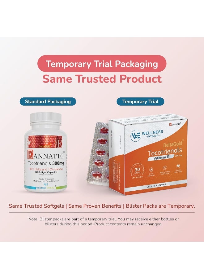 WELLNESS EXTRACT Tocotrienols Deltagold 300mg Vitamin E Tocotrienols Supplements Softgel Capsules, Tocopherol Free, Supports Immune Health & Antioxidant Health (90% Delta & 10% Gamma) (300 MG 30 Softgels) - Image 2