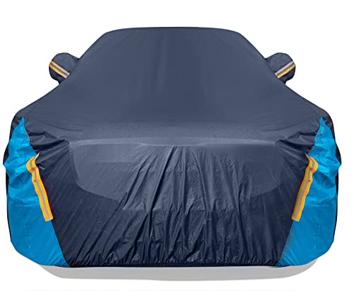 Car Cover Waterproof All Weather for Automobiles 6 Layers Outdoor Full Exterior Cover Rain Sun UV Snowproof Protection with Zipper Cotton Mirror Pocket for Sedan 196210 inch