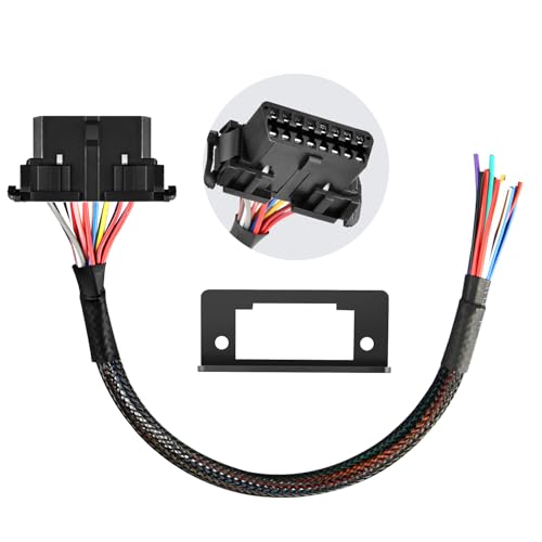Autel OBD2 16Pin J1962 Female to OBDII Open Pigtail Cable Pigtail Fixed Wire Harness with Underdash Mount Bracket OEQuality 1FT 30CM - Image 1