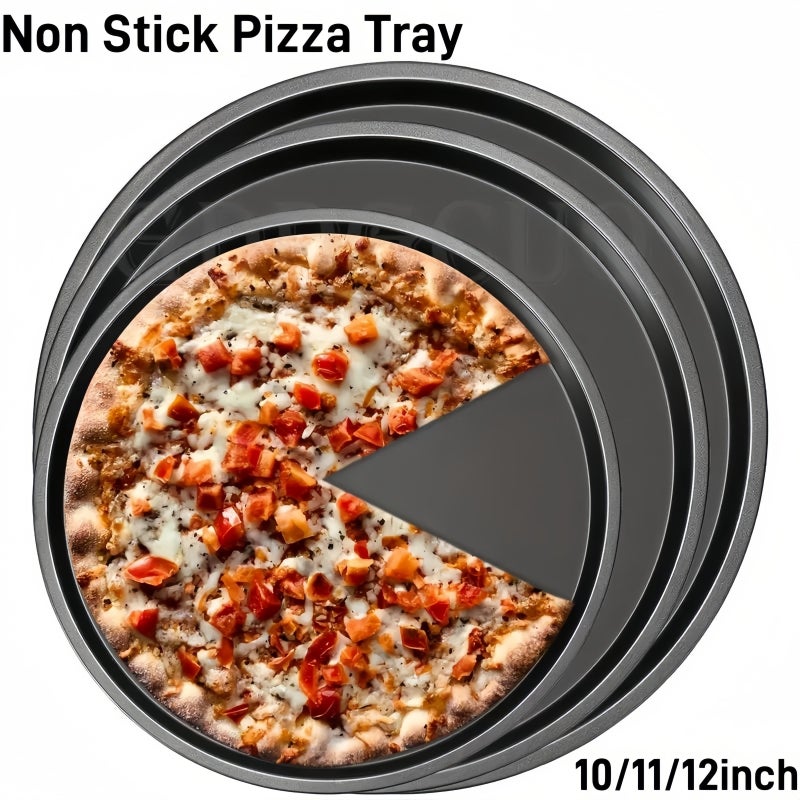 12.6 Inch Non Stick Carbon Steel Pizza Tray Baking Pan Round Bakeware for Home Restaurant Durable Oven Safe Mold For Cakes Tarts Pastries Easy Food Release - Image 1
