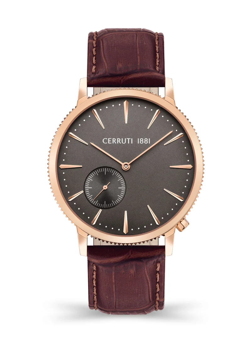 شيروتي 1881 Carano Men’s Rose Gold Case Grey Dial Brown Strap Watch