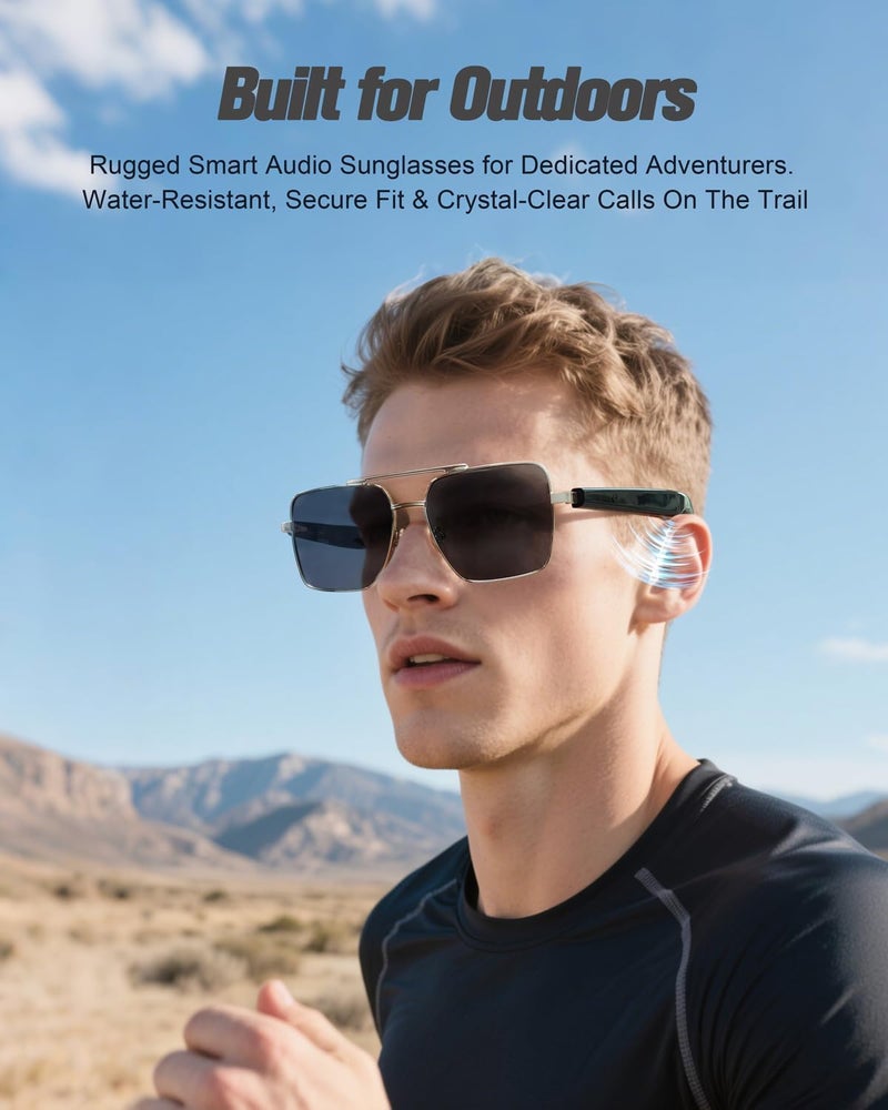 نظارات بلوتوث ، نظارات شمسية للرجال والنساء نظارات شمسية عصرية مستقطبة الصوت الرجعية الأنيقة مع مكبرات الصوت نظارات شمسية ، مساعد صوتي ، حماية الأشعة فوق البنفسجية نظارات شمسية صوتية - Image 4