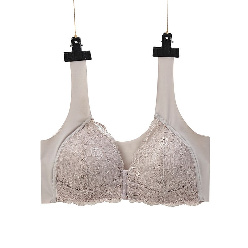 Plus Size Front Clasp Lace Bralette Seamless U-Back Nursing Bra Lotus root starch 