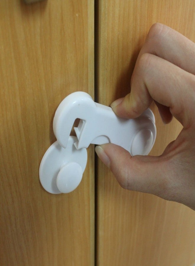 SYGA Baby Safety Locks Uses Dual Adhesive Tape Child Proof Cabinets Drawers Appliances Toilet Seat Fridge (White 12 Pcs) - Image 4