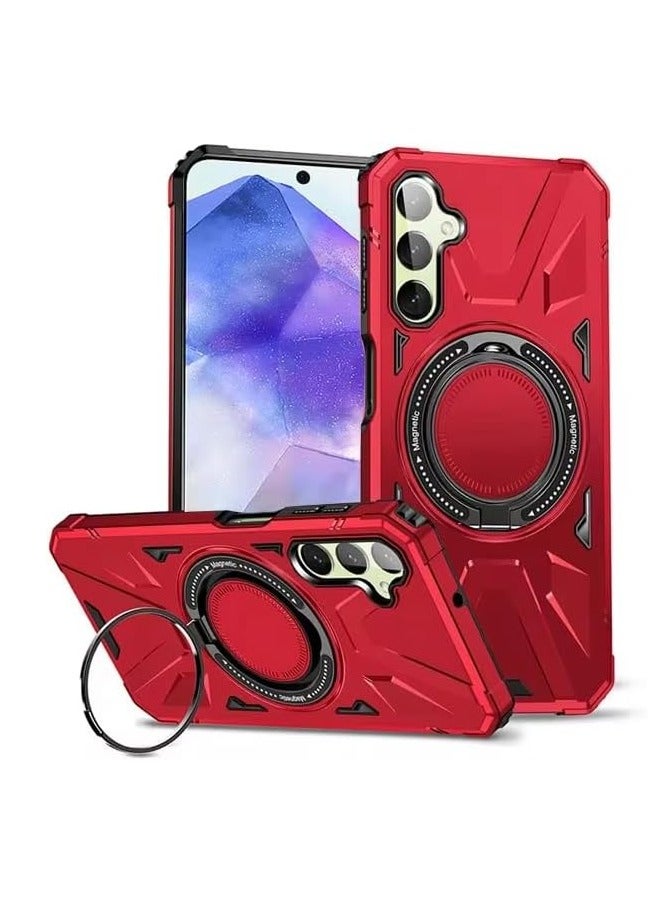 GOLDEN MASK For Samsung Galaxy A35 Case Mag-Safe Magnetic Shockproof Phone Case with Ring Holder (Red)