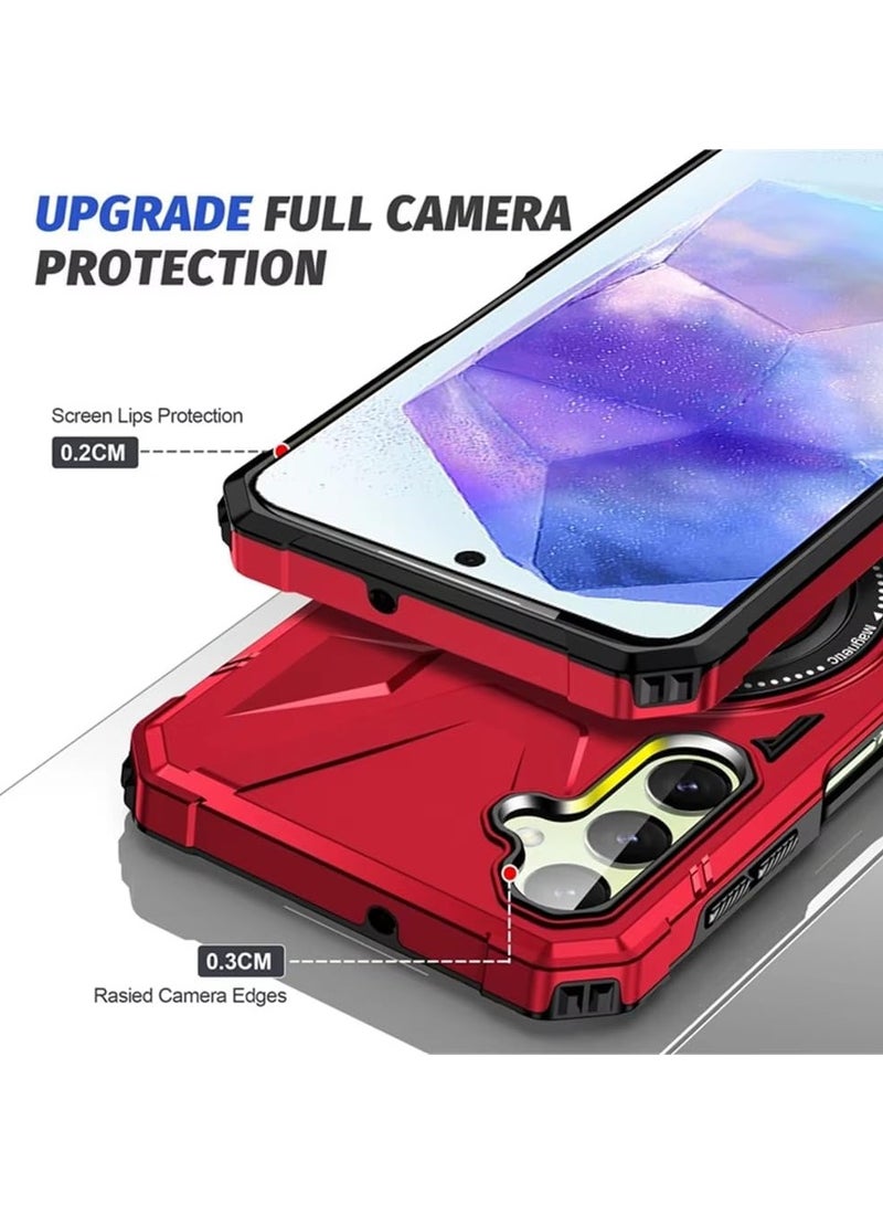 GOLDEN MASK For Samsung Galaxy A35 Case Mag-Safe Magnetic Shockproof Phone Case with Ring Holder (Red)