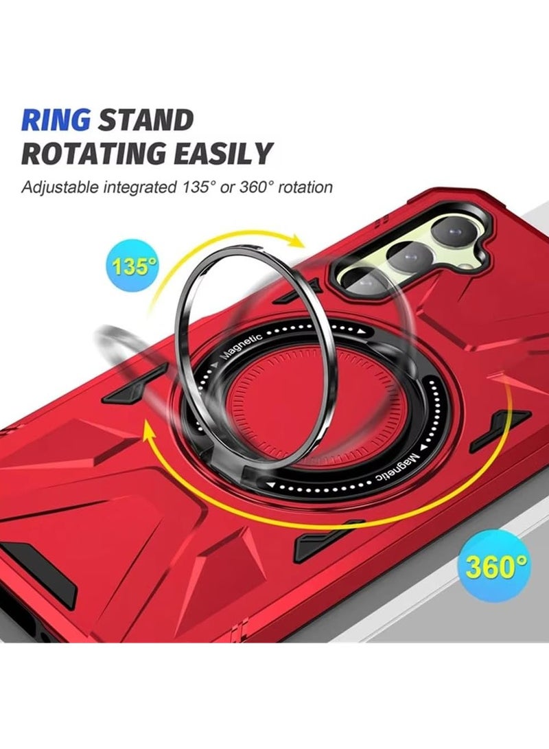 GOLDEN MASK For Samsung Galaxy A35 Case Mag-Safe Magnetic Shockproof Phone Case with Ring Holder (Red)