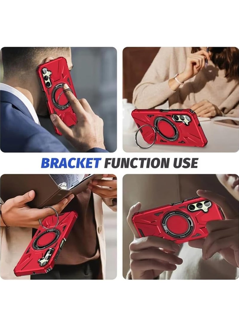 GOLDEN MASK For Samsung Galaxy A35 Case Mag-Safe Magnetic Shockproof Phone Case with Ring Holder (Red)