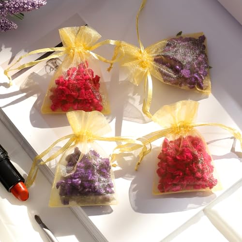 WenTao 100pcs Little Gold Organza Bags, 2x3inch Mesh Jewelry Pouches Drawstring Empty Sachets for Bracelets Candy Small Gift - Image 4