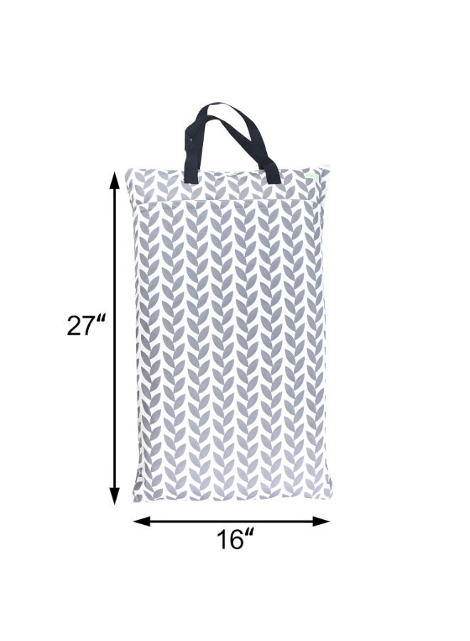 wegreeco Reusable Hanging Wet Dry Cloth Diaper Bag (Grey Leaf, Grey) - Image 4