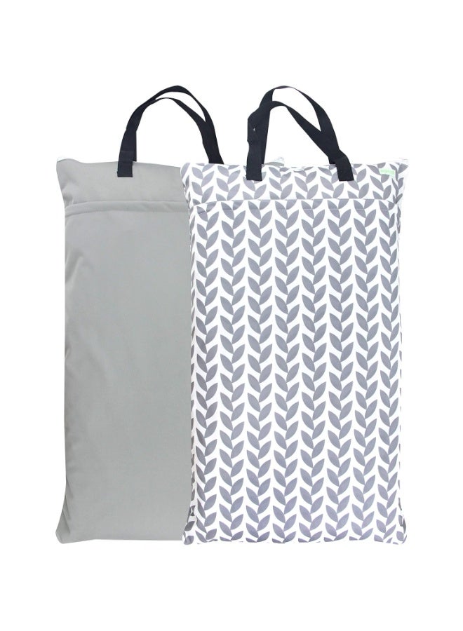 wegreeco Reusable Hanging Wet Dry Cloth Diaper Bag (Grey Leaf, Grey) - Image 1