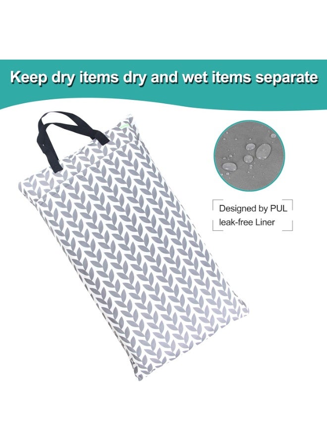 wegreeco Reusable Hanging Wet Dry Cloth Diaper Bag (Grey Leaf, Grey) - Image 2