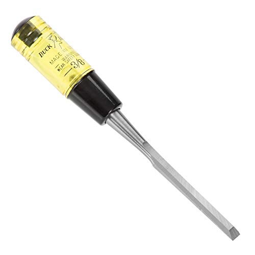 Buck Bros. Buck Brothers 120102BC 3/8" Wood Chisel Made in USA, For Paring and Finishing Cuts in Carpentry and Woodworking, Tempered Tool Steel Blade, Mallet-Safe Handle - Image 1
