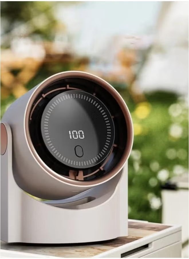 شوبي Turbo Circulation Rechargeable Fan – USB Powered Desk & Wall Mount Fan with Digital Display, 4-Speed Settings, Quiet Operation & Smart Timer, Ideal for Home, Office & Camping 