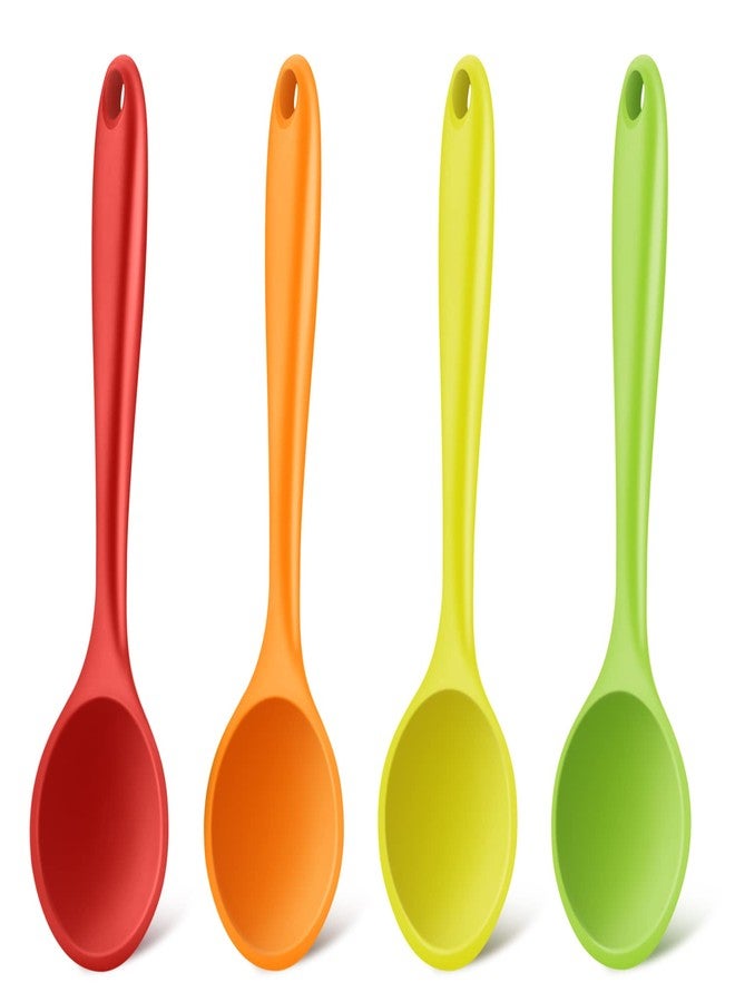 Armrouns 4pcs Small Silicone Spoons Nonstick Kitchen Spoon Silicone Serving Spoon for eating Stirring Spoons for Kitchen Cooking Baking. - Image 2