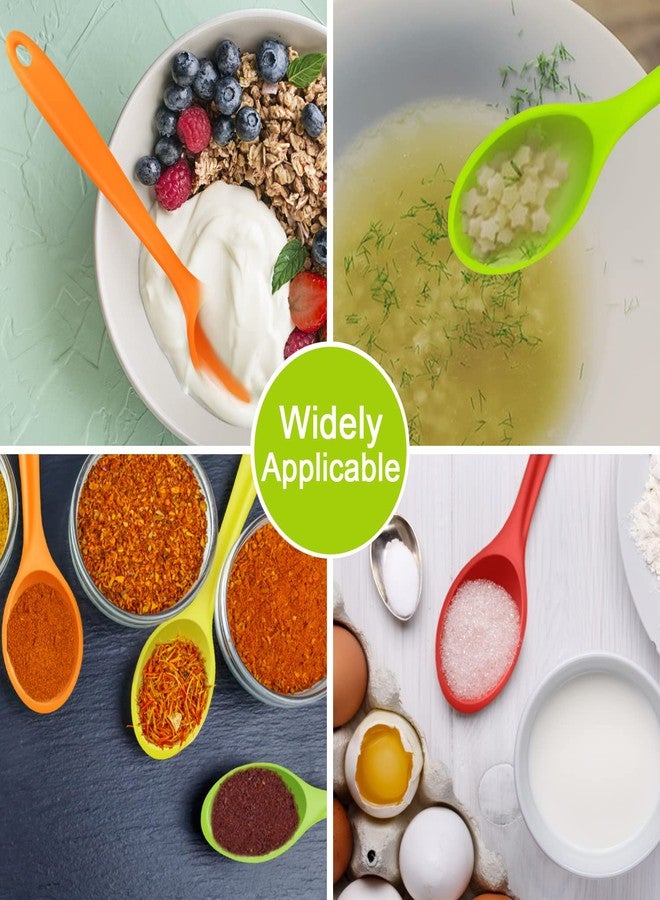 Armrouns 4pcs Small Silicone Spoons Nonstick Kitchen Spoon Silicone Serving Spoon for eating Stirring Spoons for Kitchen Cooking Baking. - Image 4