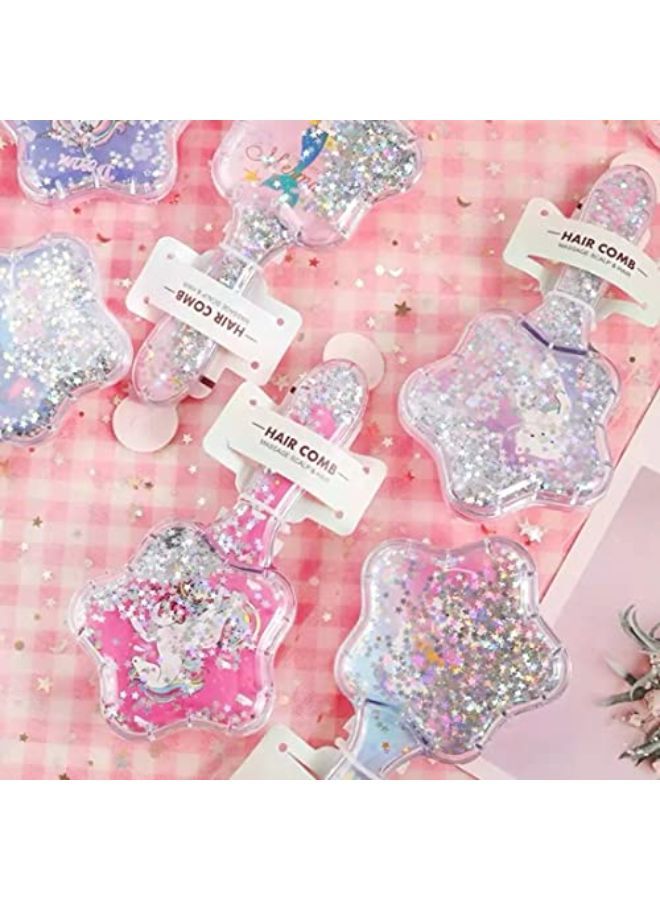 FunBlast Unicorn Comb And Brush Set - Glitter Hair Brush Comb For Girls,Massage Hairbrush 3D Unicorn Kids Hair Brush/Hair Comb (Pack Of 2; Assorted Color) - Image 4