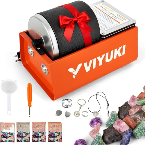 VIYUKI Rock Tumbler Kit- 3 Lb. Extra Large Capacity Barrel, Complete Rock Polisher with Durable Tumbler, Rocks, Grit, Educational Stem Science Kit - Image 1