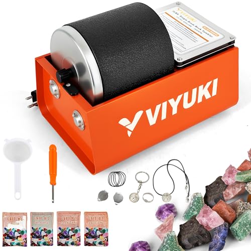 VIYUKI Rock Tumbler Kit- 3 Lb. Extra Large Capacity Barrel, Complete Rock Polisher with Durable Tumbler, Rocks, Grit, Educational Stem Science Kit - Image 2