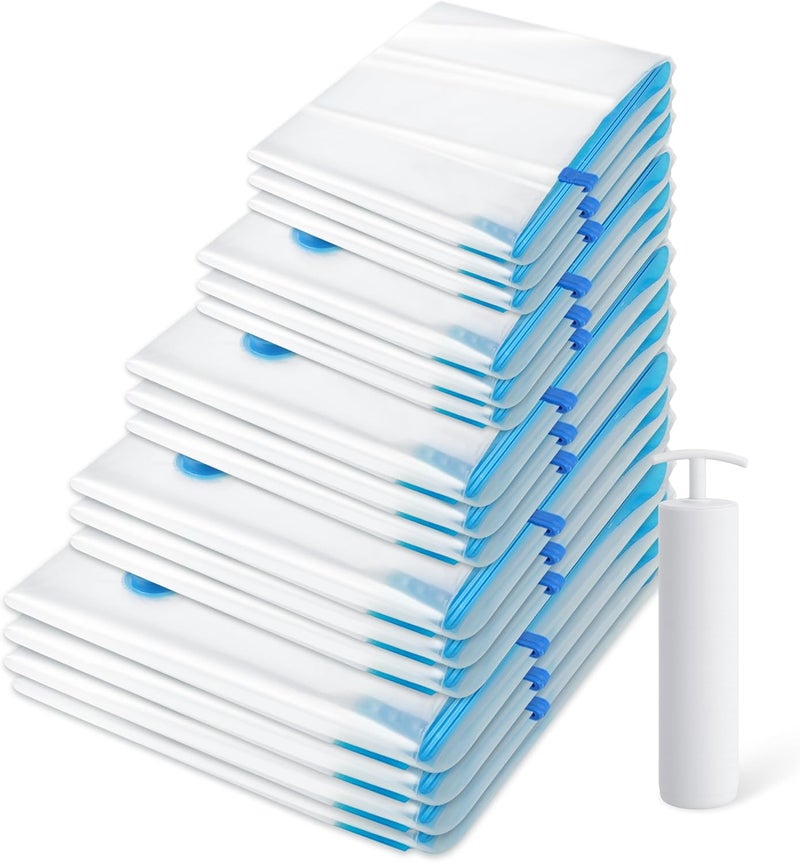 Whitmor 20 Pack Vacuum Storage Bags，Space Saver Bags(4 Jumbo/4 Large/4 Medium/4 Small/4 Roll),Compression for Comforters and Blankets, Sealer Clothes Storage, Hand Pump Included - Image 1