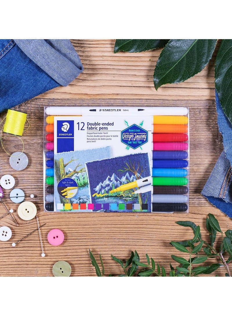 ستدلر أقلام تحديد قماش مزدوجة الأطراف من ستيدلر - ١٢ لونًا متنوعًا، ٣١٩٠ TB12 - Image 2