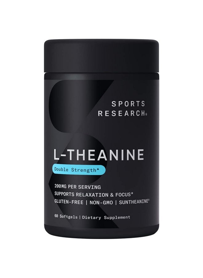 SPORTS RESEARCH Double Strength ‘Suntheanine’ Ltheanine With Organic Coconut Oil Promotes Alertness & Relaxation Without Drowsiness 200Mg L Theanine Supplement 60 Softgel Capsules For Adults  - Image 2