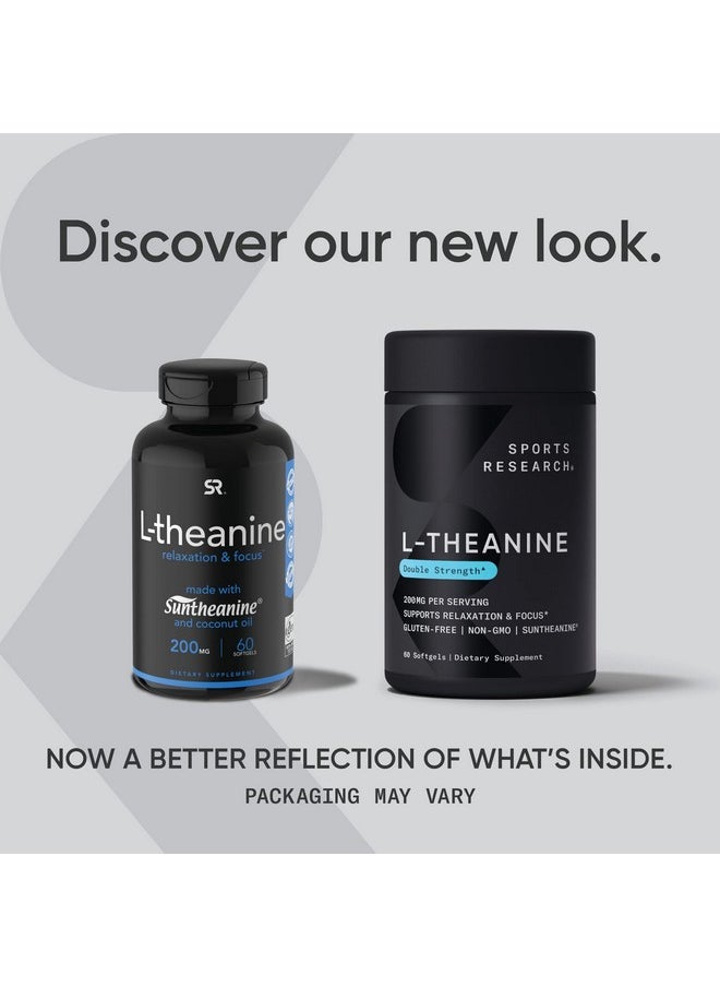 SPORTS RESEARCH Double Strength ‘Suntheanine’ Ltheanine With Organic Coconut Oil Promotes Alertness & Relaxation Without Drowsiness 200Mg L Theanine Supplement 60 Softgel Capsules For Adults  - Image 3