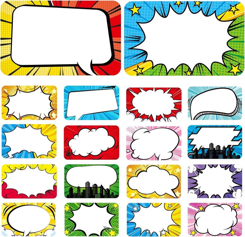 magy store Superhero Name Tags Labels Stickers 24Counts Colorful Large Nametags Name Badge Labels Sticker for Themed Party Family Home School Office 3.25x2.16 inches