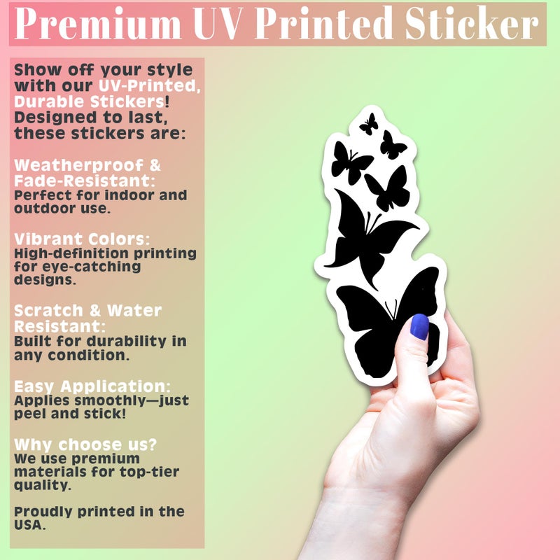 KCD Family of Butterflies Vinyl Decal Sticker â€“ Black on White â€“ 7 x 3 Inch â€“ Family Symbol Car Laptop Tumbler Window Wall (Black on White) - Image 3