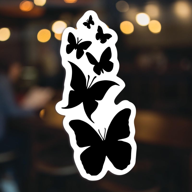 KCD Family of Butterflies Vinyl Decal Sticker â€“ Black on White â€“ 7 x 3 Inch â€“ Family Symbol Car Laptop Tumbler Window Wall (Black on White) - Image 2