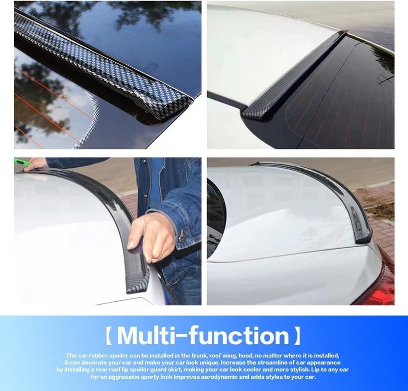 Car Trunk Spoiler Roof Lip Kit, 3D PU Rear Trunk Lip or Roof Spoiler Sticker Bar, Carbon Fiber Pattern, Punch-Free Installation, Fits Most Cars, Carbon, 3.5cm - Image 4