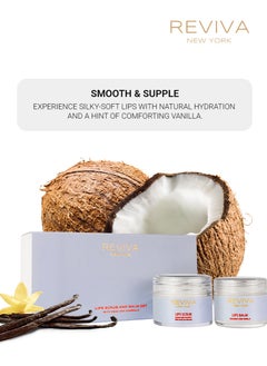 Reviva New York Lip Balm and Lip Scrub, Lip Moisturizer and Lip Exfoliator, Lip Treatment Set, Lip Exfoliator Scrub, Lip Care, Lip Butter, with Sugar, Coconut Oil, Shea Butter, Cocoa Butter, Sweet Almond Oil, Vanilla  - Image 1