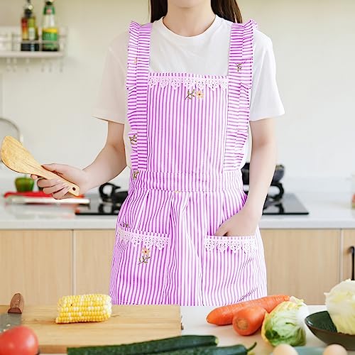 Aoomzoon Funny Aprons for Women with Pockets, Kitchen Cooking Grilling Bbq Cute Chef Apron, Mothers Day Birthday Gifts for Women (Pink/Stripe) - Image 2