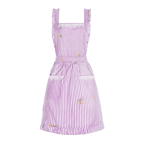 Aoomzoon Funny Aprons for Women with Pockets, Kitchen Cooking Grilling Bbq Cute Chef Apron, Mothers Day Birthday Gifts for Women (Pink/Stripe) - Image 1
