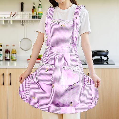 Aoomzoon Funny Aprons for Women with Pockets, Kitchen Cooking Grilling Bbq Cute Chef Apron, Mothers Day Birthday Gifts for Women (Pink/Stripe) - Image 3