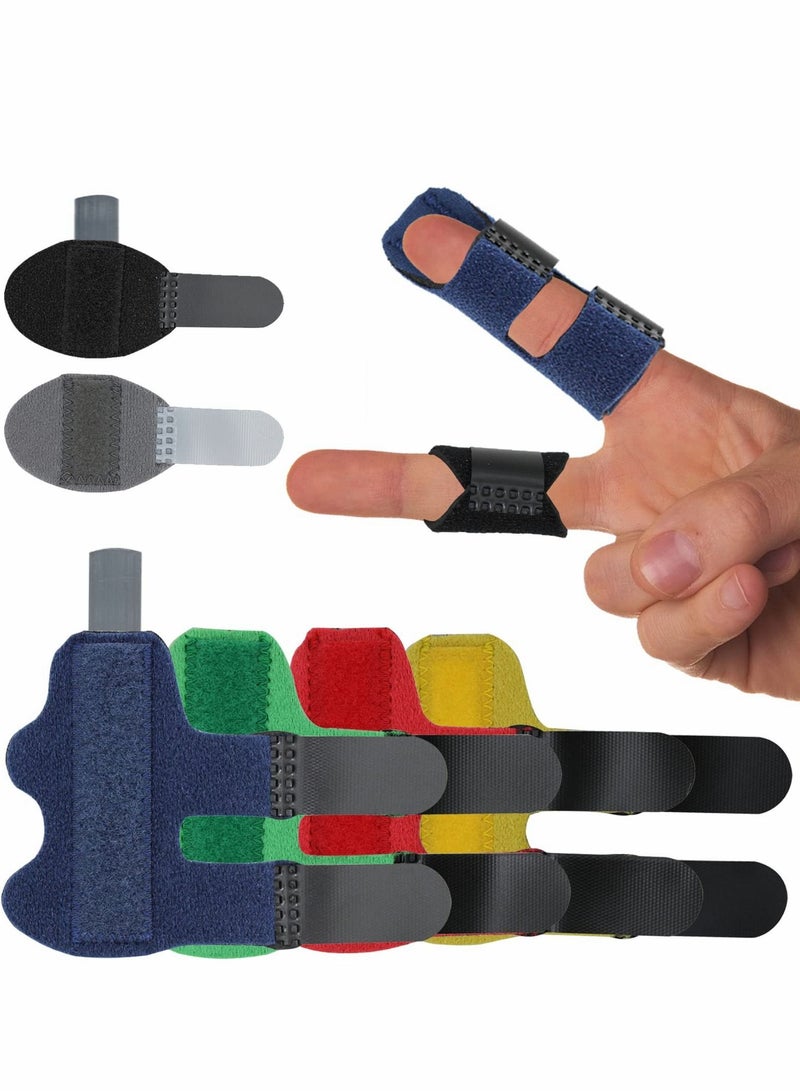 NIBEMINENT 6 Pcs Trigger Finger Splints, 4 Double Straps & 2 Single Splint Support Brace Kit, Straightener for Broken / Straightening Arthritis - Image 1