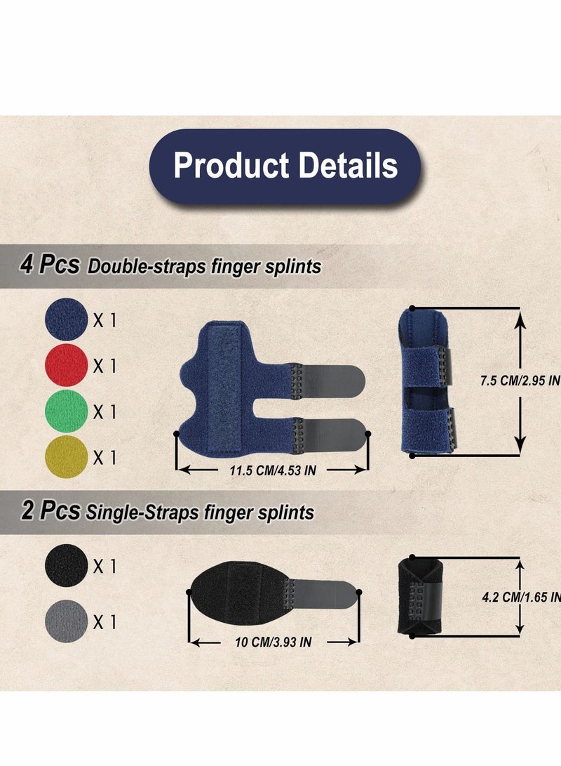 NIBEMINENT 6 Pcs Trigger Finger Splints, 4 Double Straps & 2 Single Splint Support Brace Kit, Straightener for Broken / Straightening Arthritis - Image 5